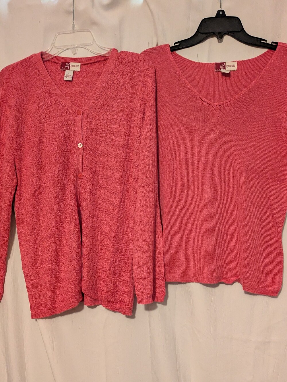 Jennifer Moore JM 2 Piece Coral Knit Tank XL & Cardigan Large Long Sleeve Set